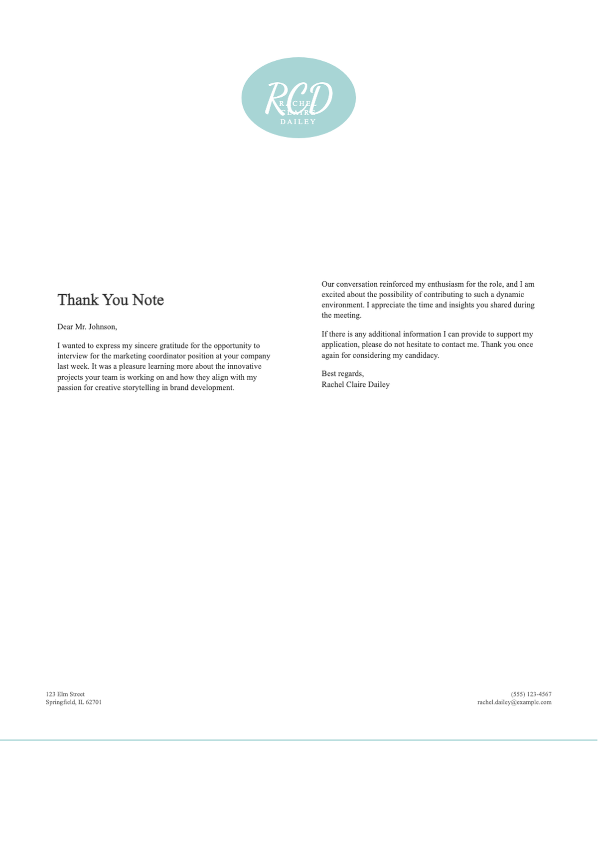 Elegant personal letterhead with mint monogram and polka dot border_variant_1